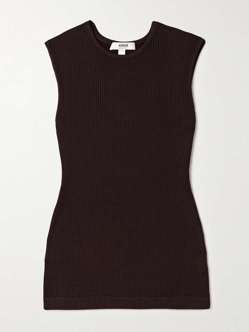 AGOLDE Binx Ribbed Stretch Lyocell And Organic Cotton-blend Tank