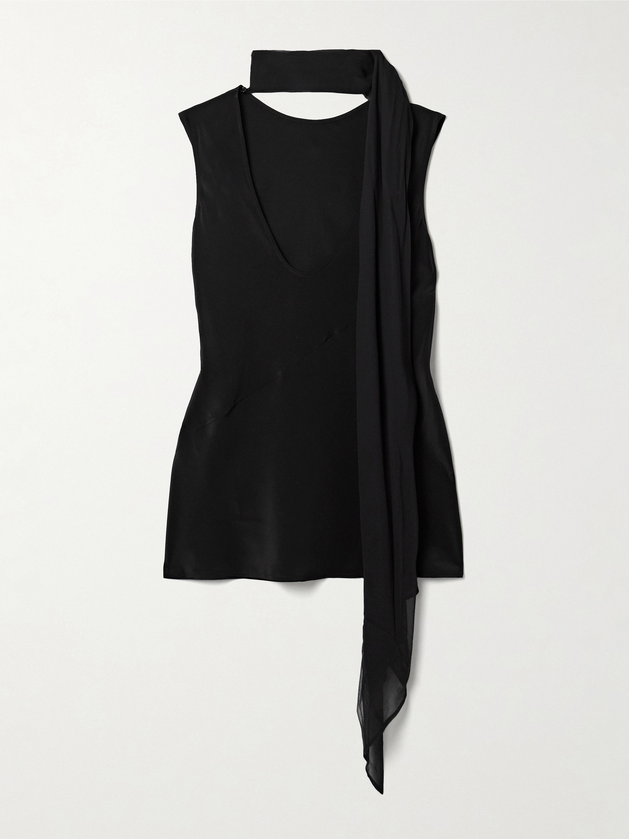 Helmut Lang Tie-detailed Silk-chiffon Blouse In Black