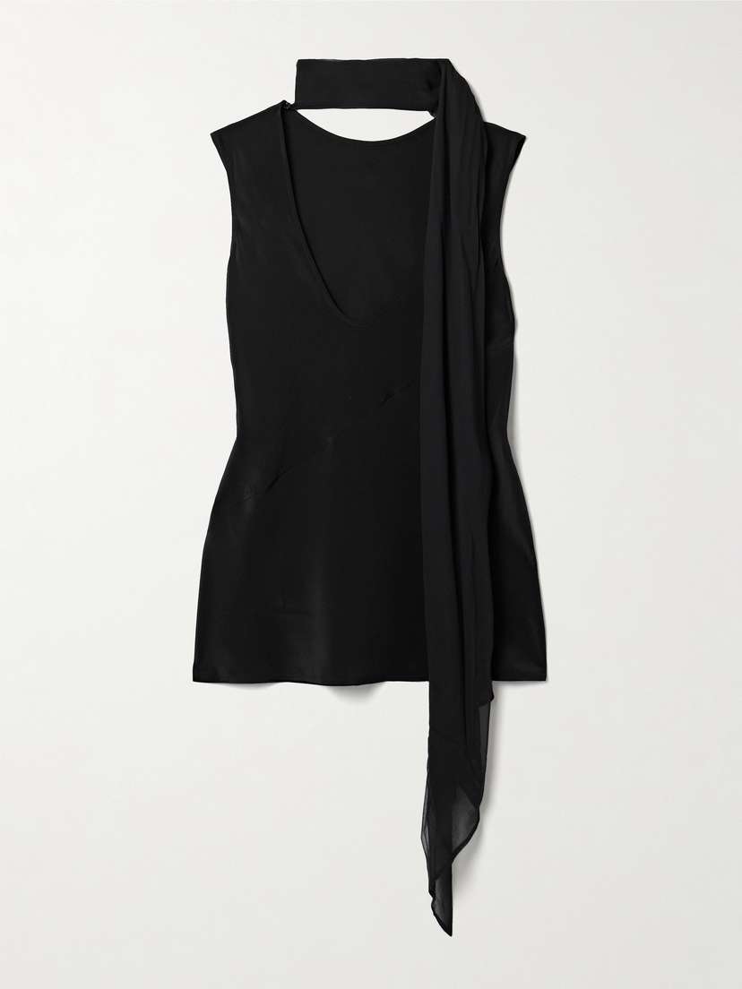 Helmut Lang Tie-detailed Silk-chiffon Blouse