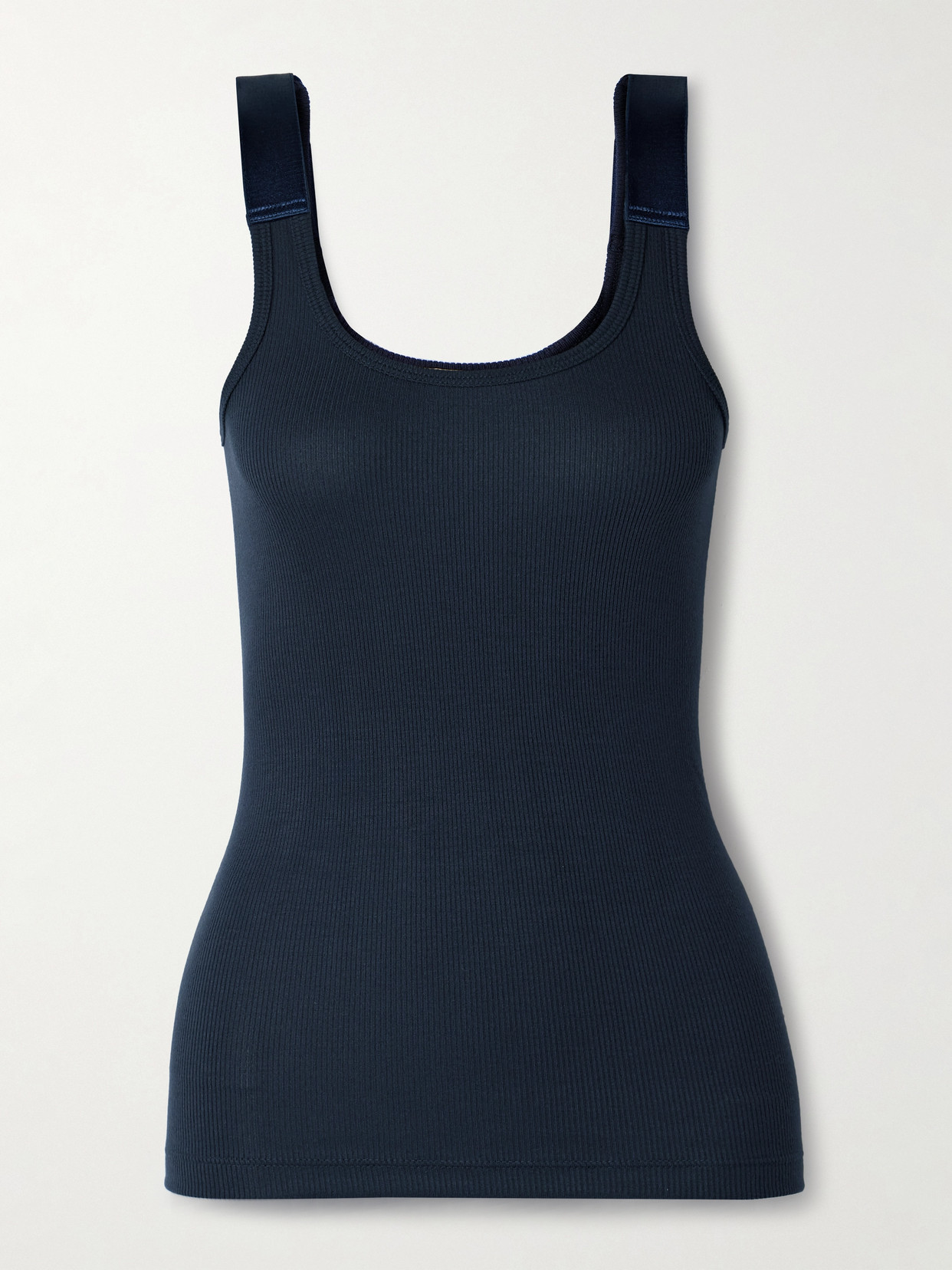 Helmut Lang - Webbing-trimmed Ribbed Modal-blend Jersey Tank - Blue