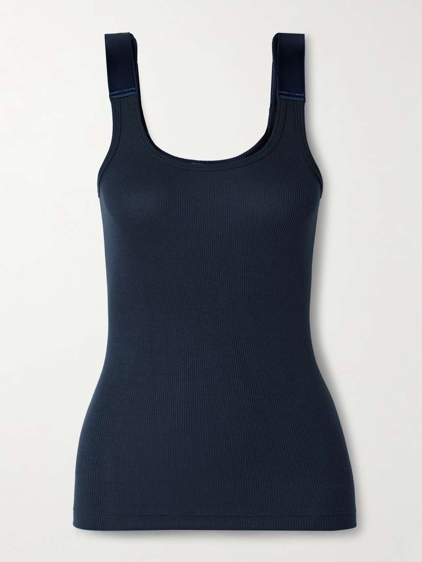 Helmut Lang Webbing-trimmed Ribbed Modal-blend Jersey Tank