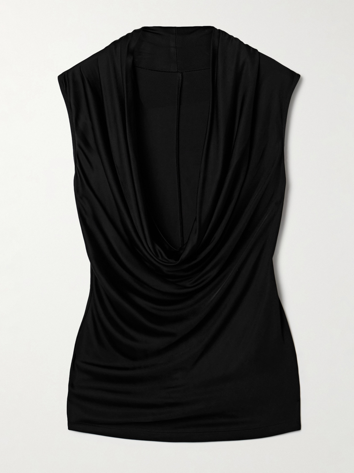 Helmut Lang Draped Satin-jersey Top In Black