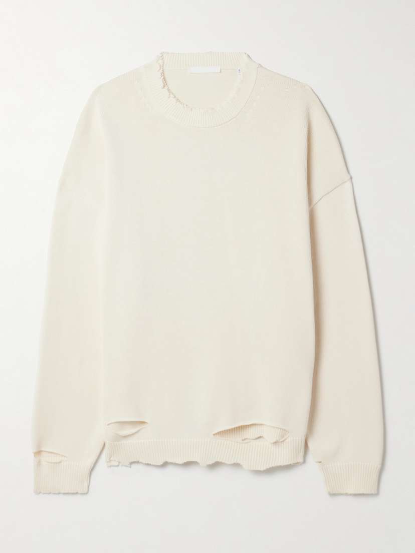 Helmut Lang Oversized Distressed Cotton-blend Sweater
