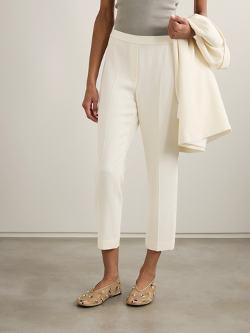 Theory Treeca cropped plissé-crepe straight-leg pants