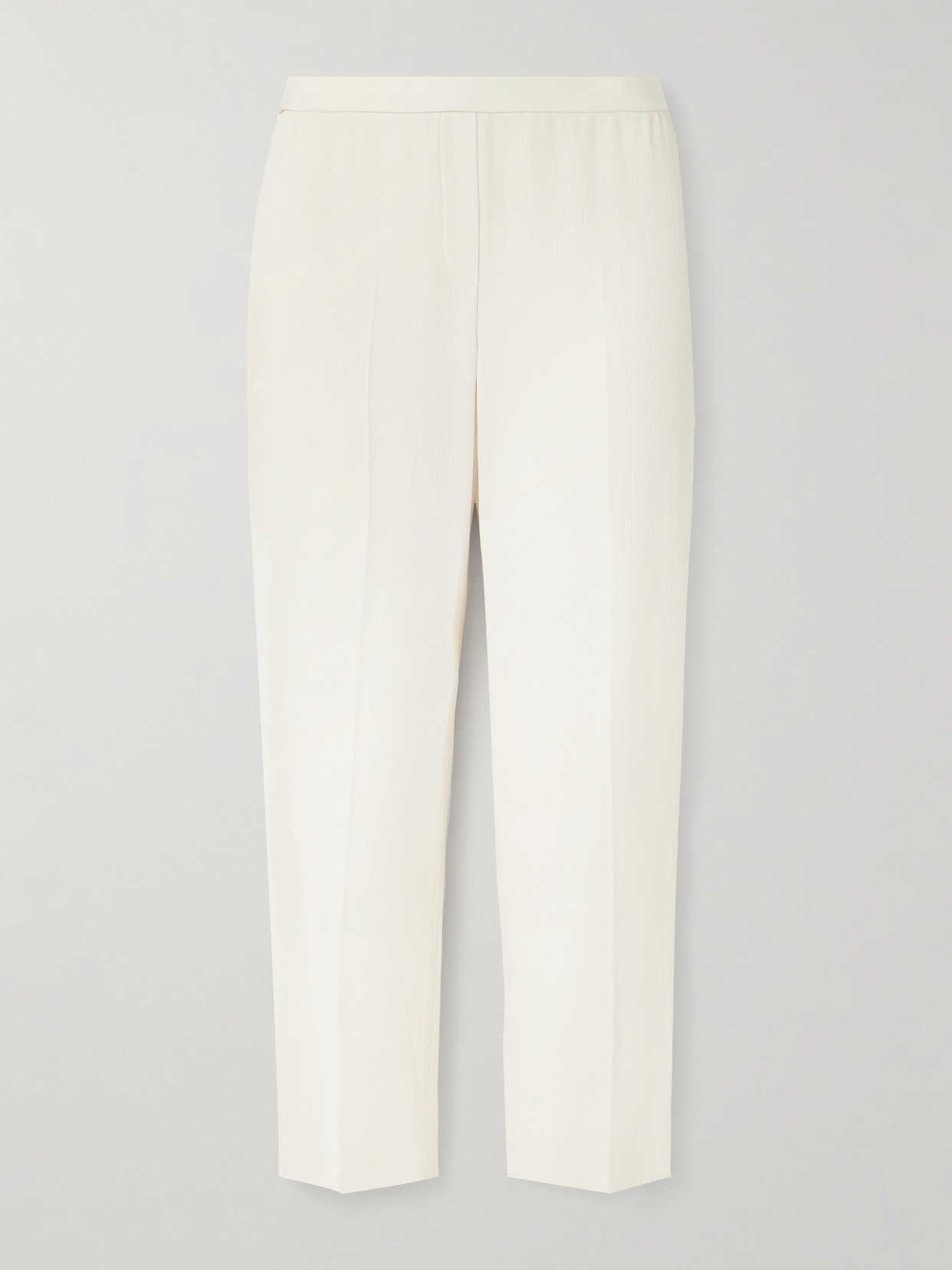 Theory Crepe Cropped Slim-leg Pants In Off-white