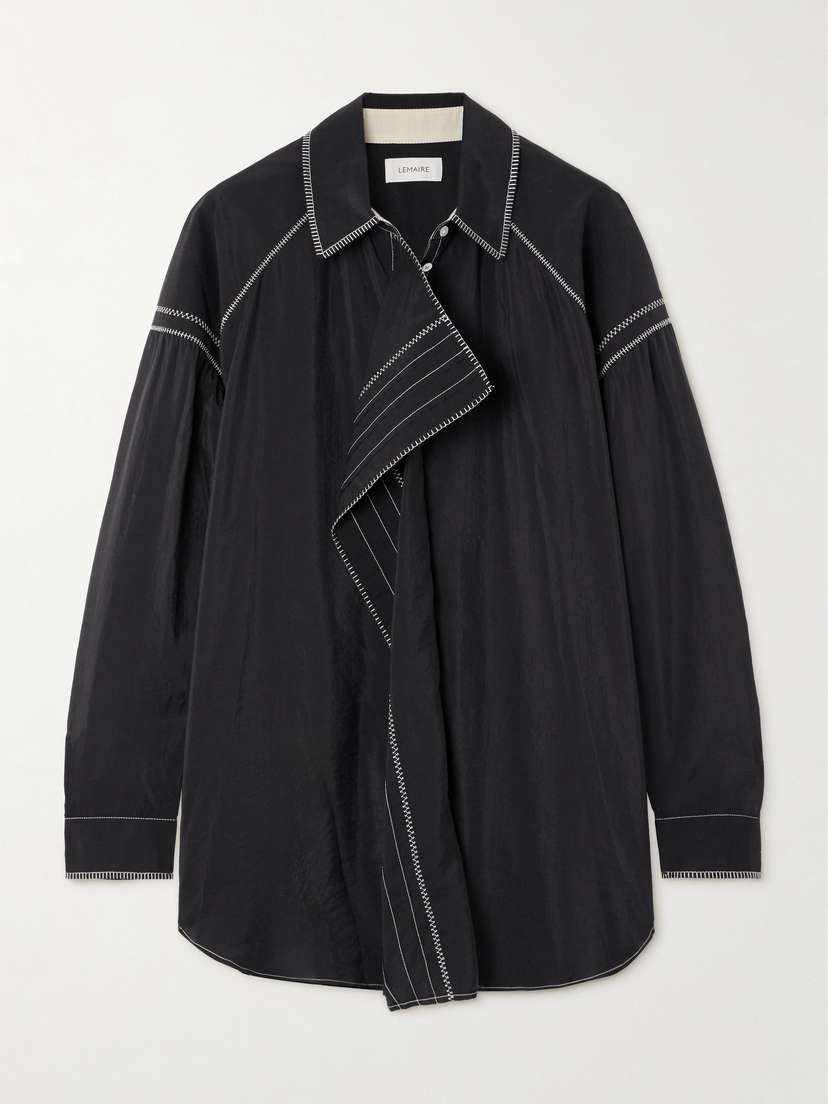 Lemaire Draped Embroidered Silk-blend Shirt