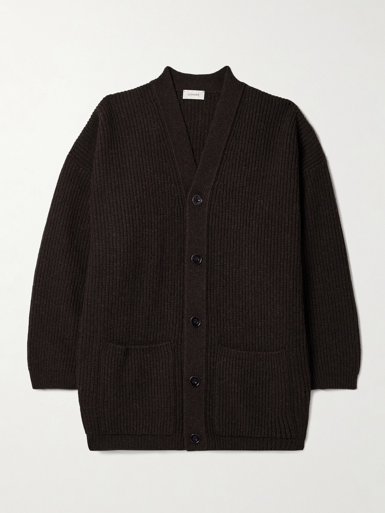 LEMAIRE - Oversized Ribbed Wool Cardigan - Black