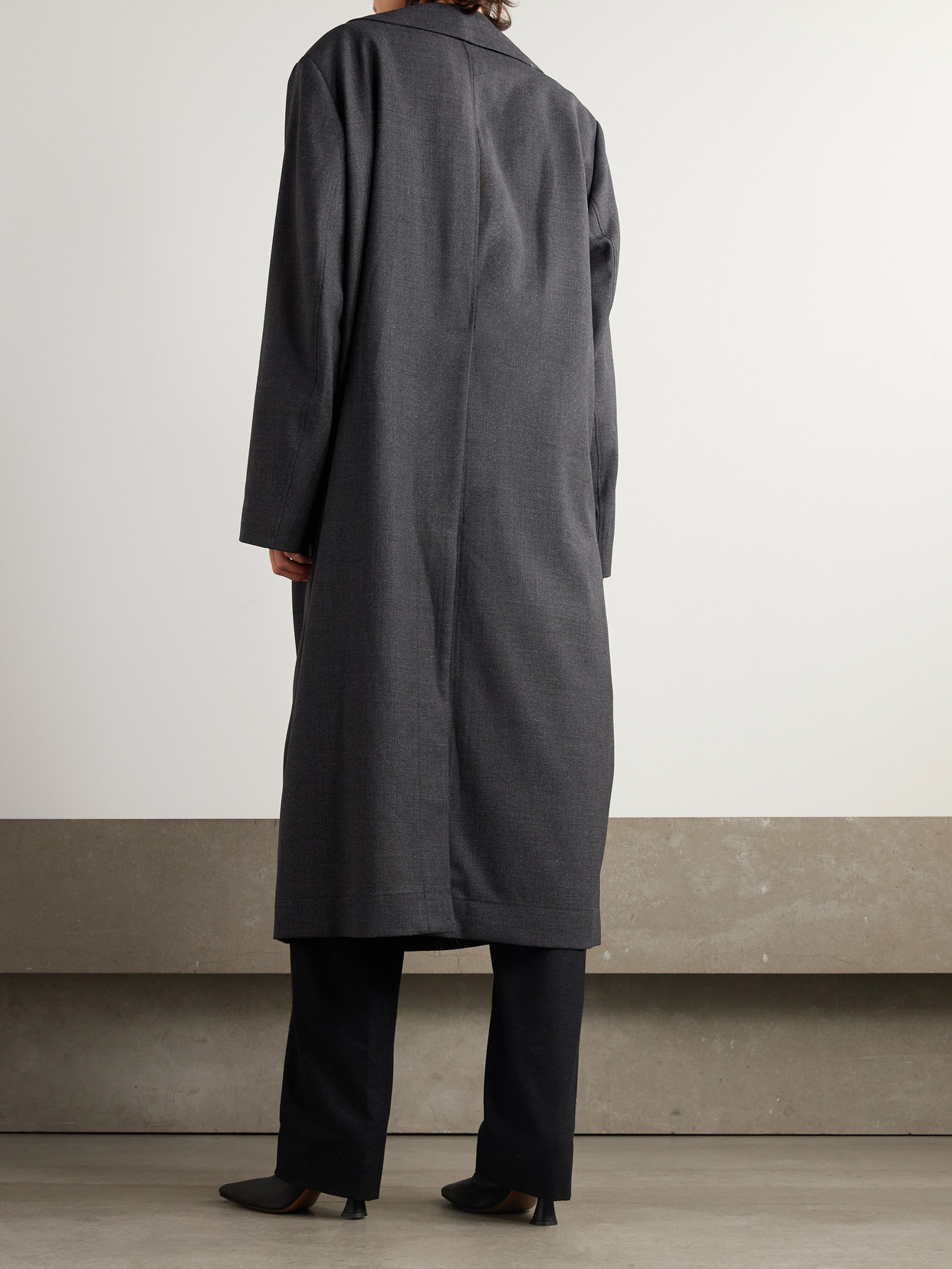 Lemaire Oversized Double-breasted Wool Coat In Blue