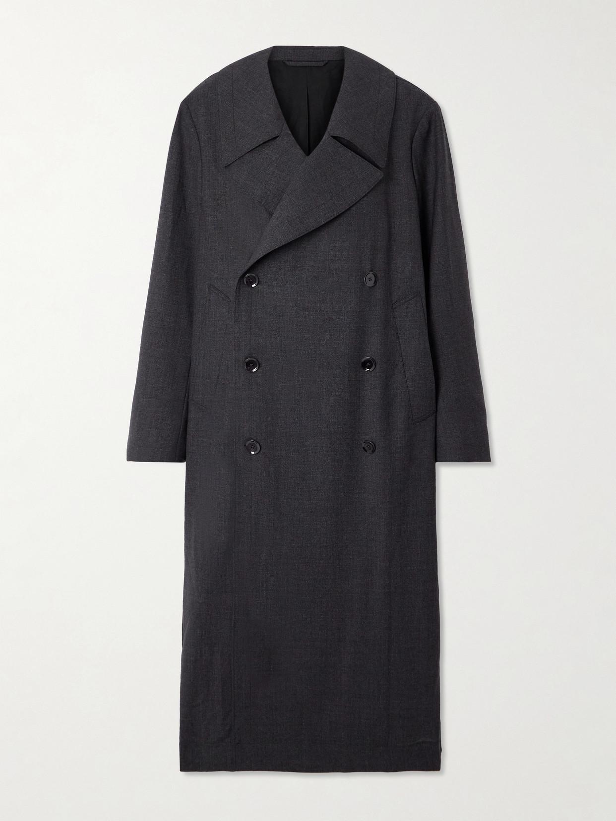 Lemaire Oversized Double-breasted Wool Coat In Blue