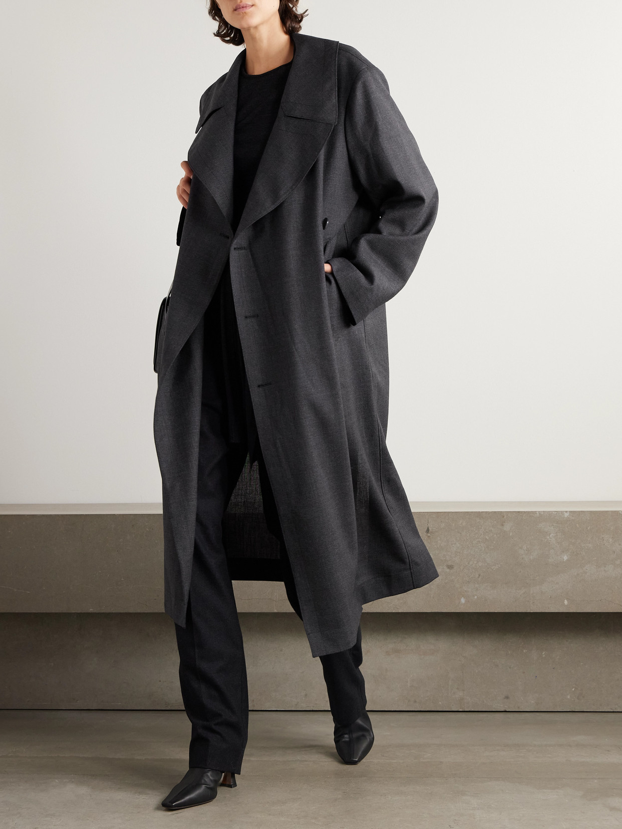 Lemaire Oversized Double-breasted Wool Coat In Blue