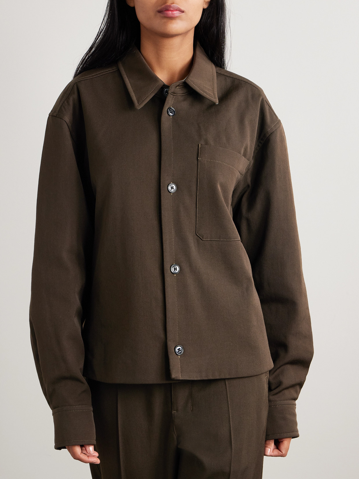 Lemaire Brown Boxy Denim Jacket In Brown