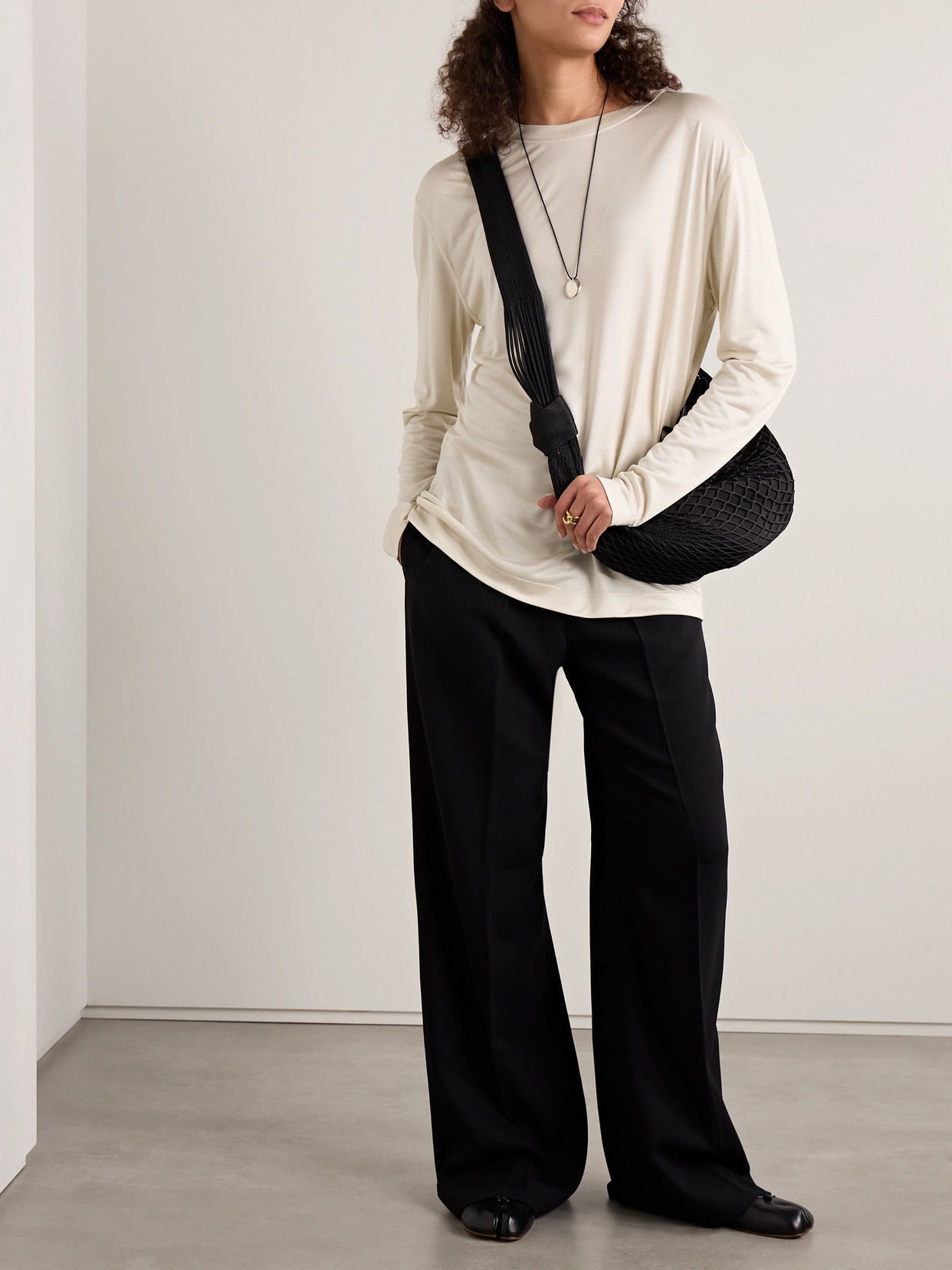 Lemaire Silk-jersey T-shirt In Cream