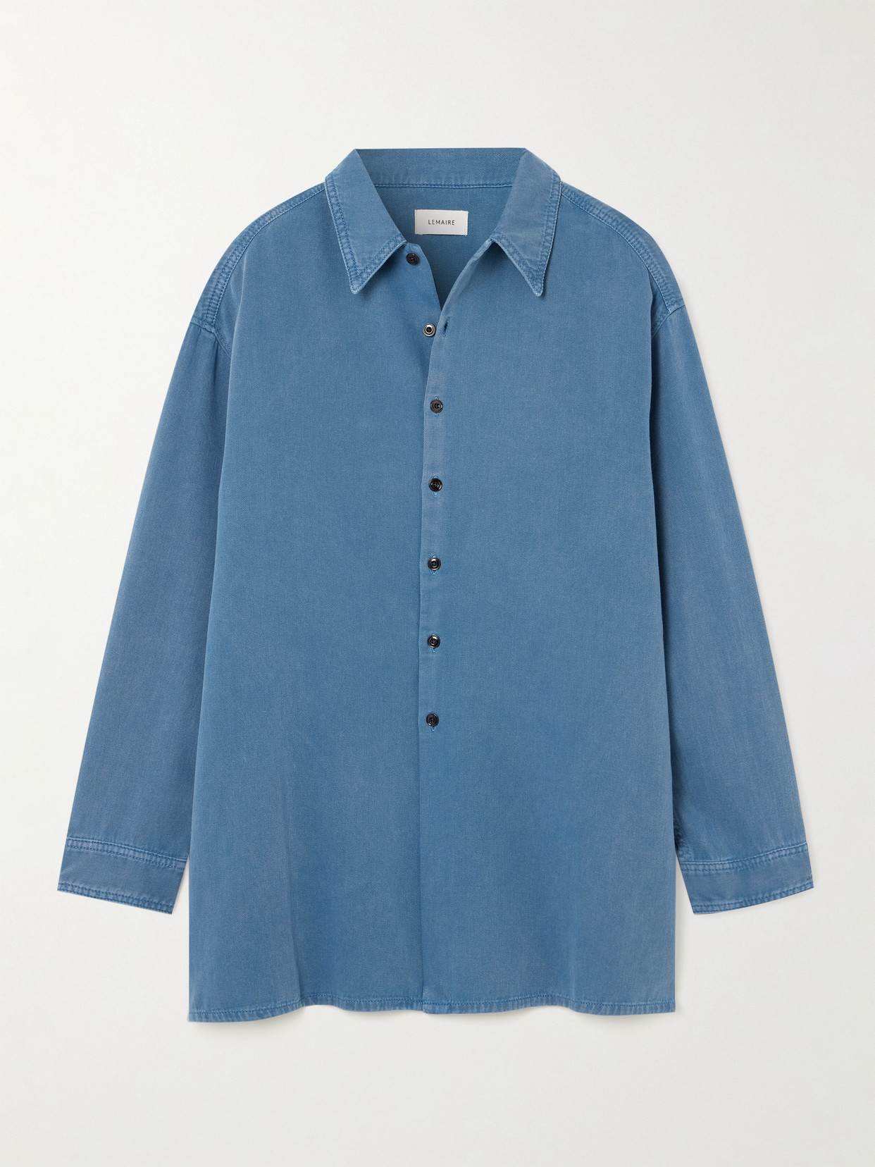 Lemaire Twisted Washed Cotton-twill Shirt In Blue