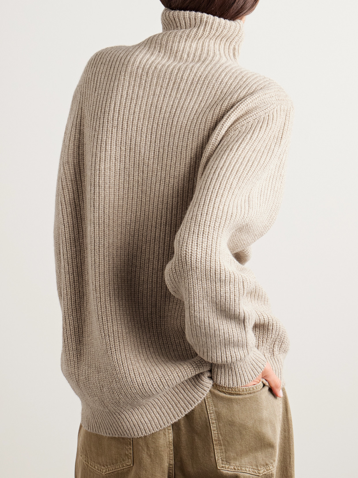 Lemaire Ribbed Alpaca-blend Turtleneck Sweater In Cream