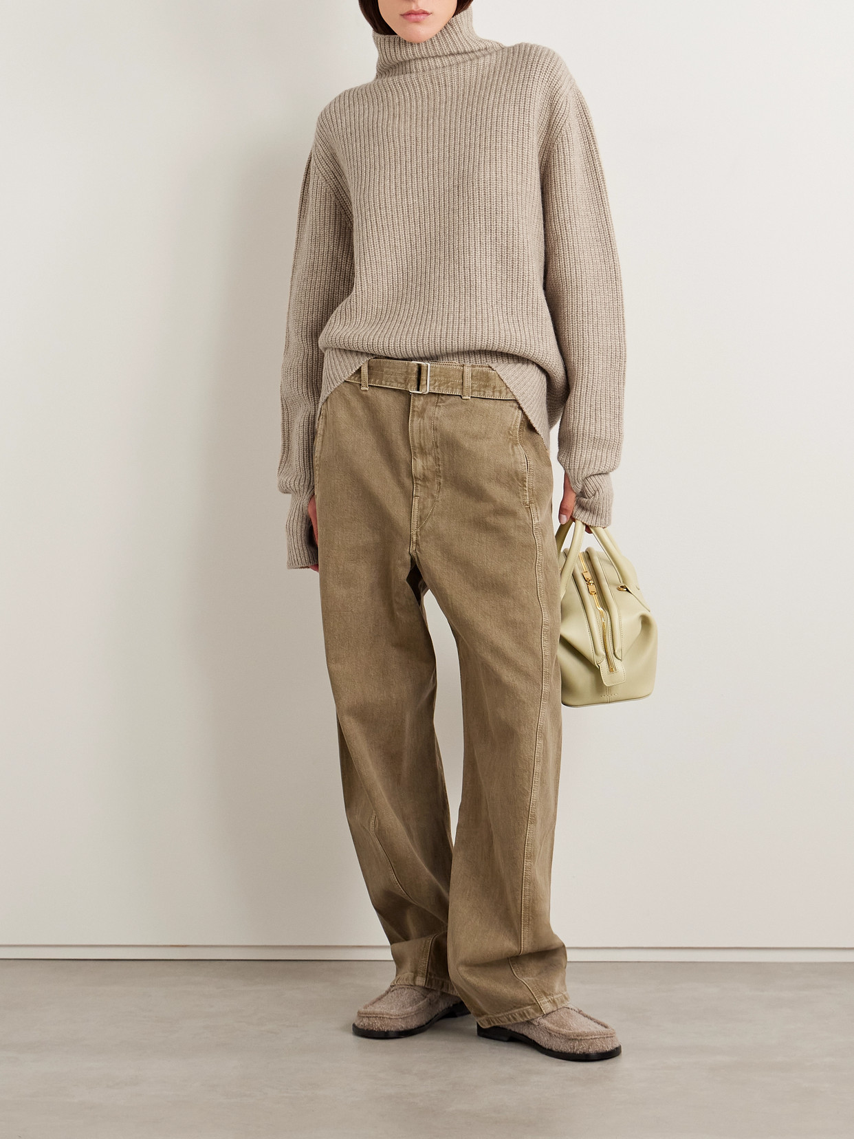 Lemaire Ribbed Alpaca-blend Turtleneck Sweater In Cream