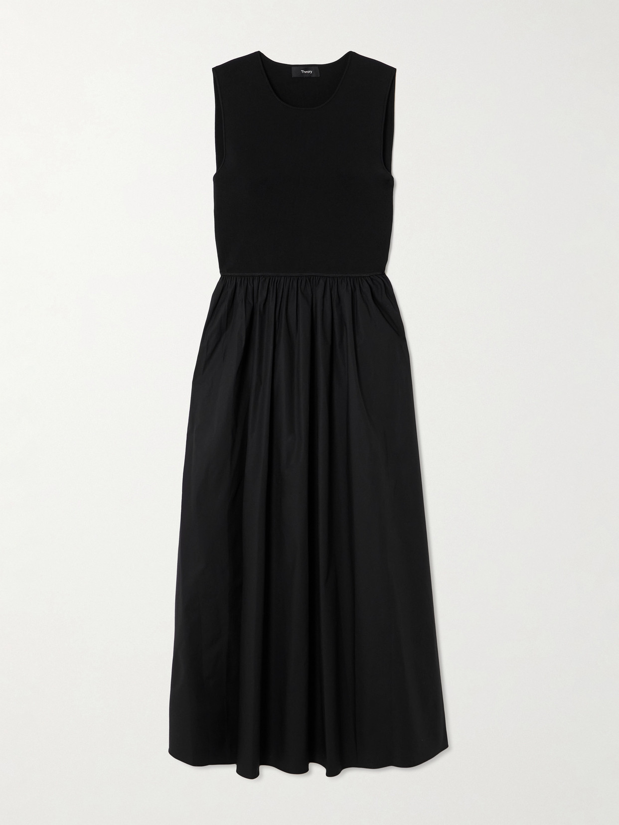 Theory - Stretch-knit And Cotton-blend Poplin Midi Dress - Black