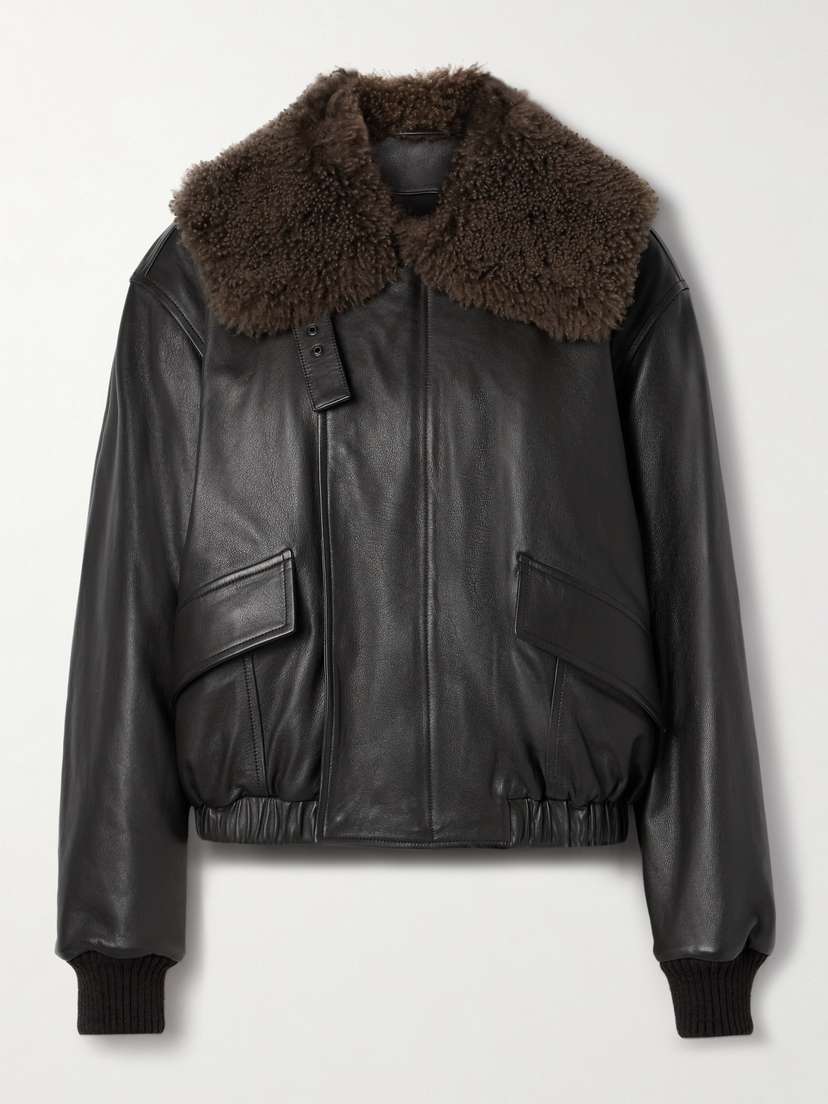 Lemaire Faux Shearling-trimmed Leather Bomber Jacket