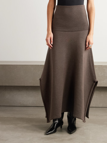 Lemaire Wool and cotton-blend jersey midi skirt