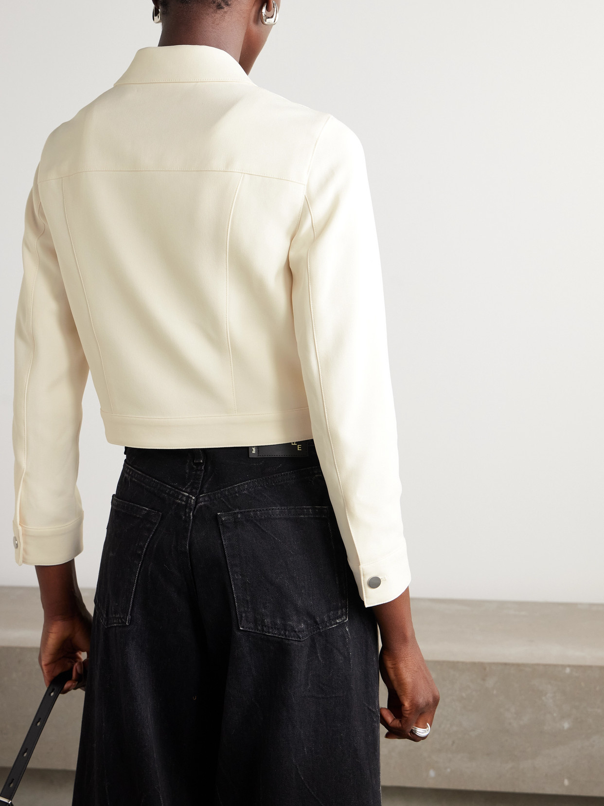 Shrunken Trucker Cropped Crepe Jacket