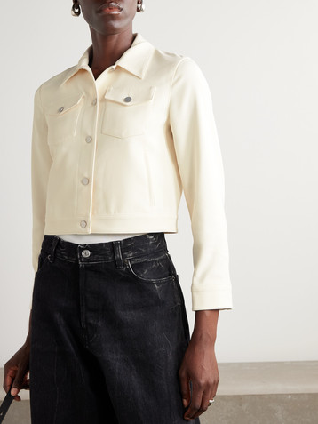 Theory Shrunken Trucker cropped crepe jacket
