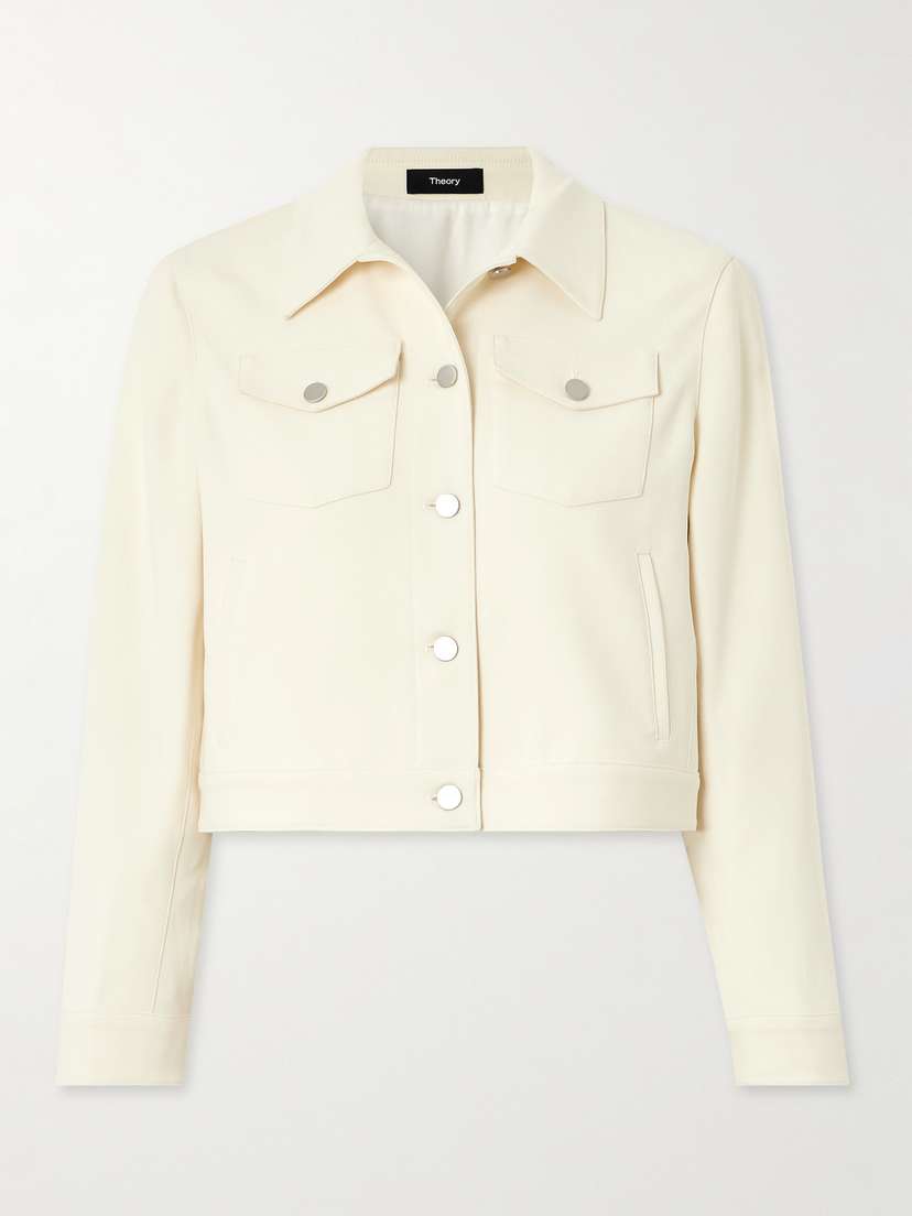 Theory Shrunken Trucker Cropped Crepe Jacket