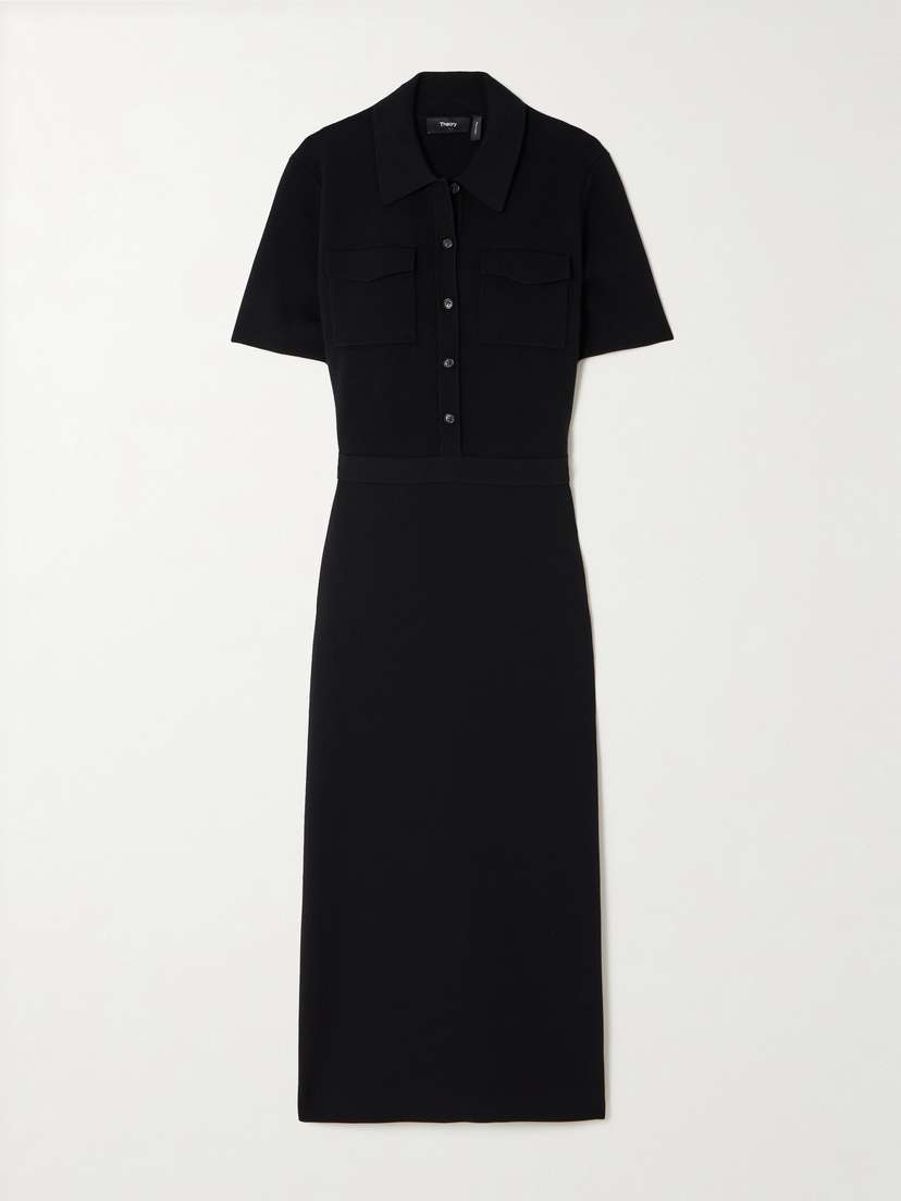 Theory Military Merino Wool-blend And Crepe Midi Dress