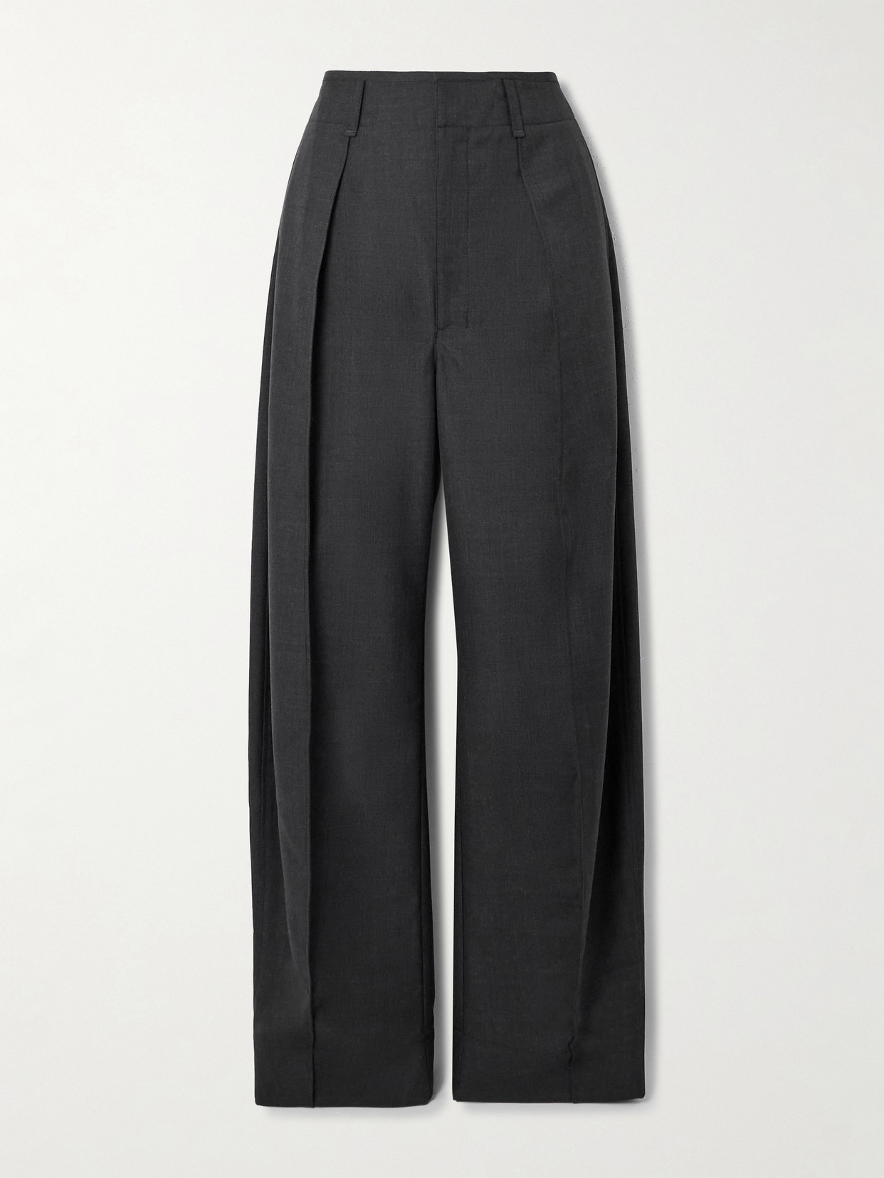 LEMAIRE - Pleated Grain De Poudre Wide-leg Pants - Black