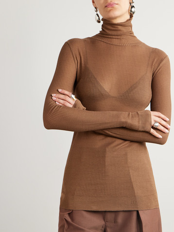 Lemaire Seamless ribbed-knit turtleneck top