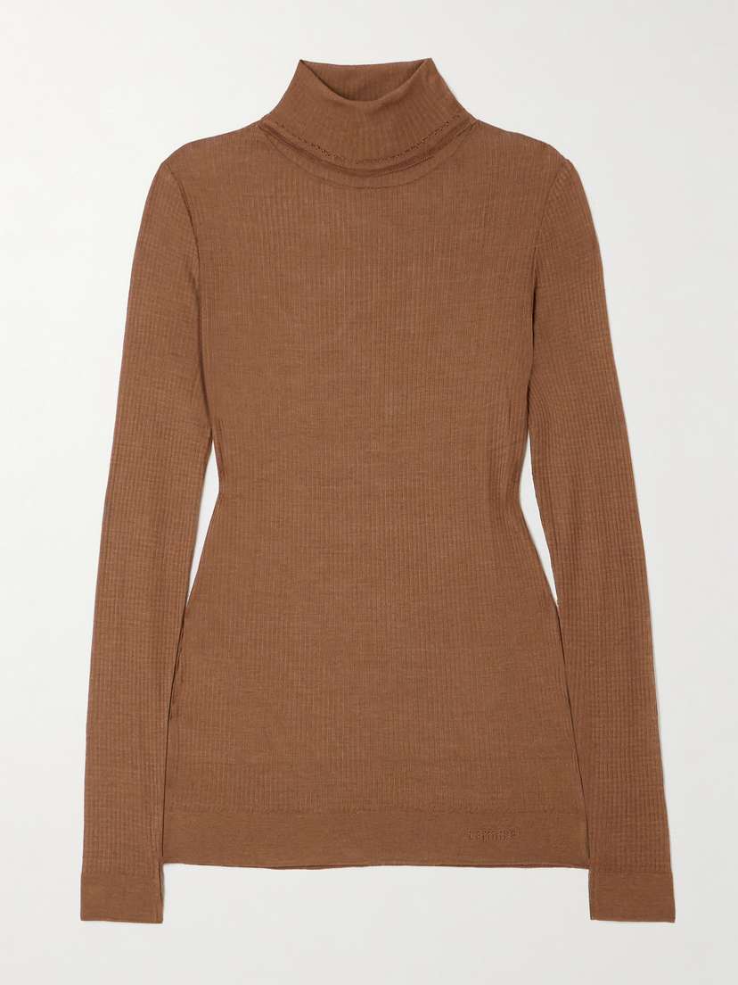 Lemaire Seamless Ribbed-knit Turtleneck Top