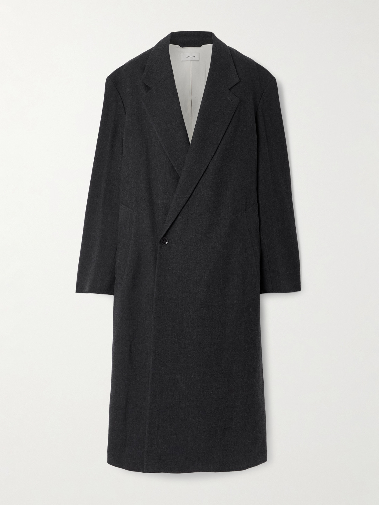 Lemaire Gray Maxi Double Breasted Coat In Mu190 Anthracite