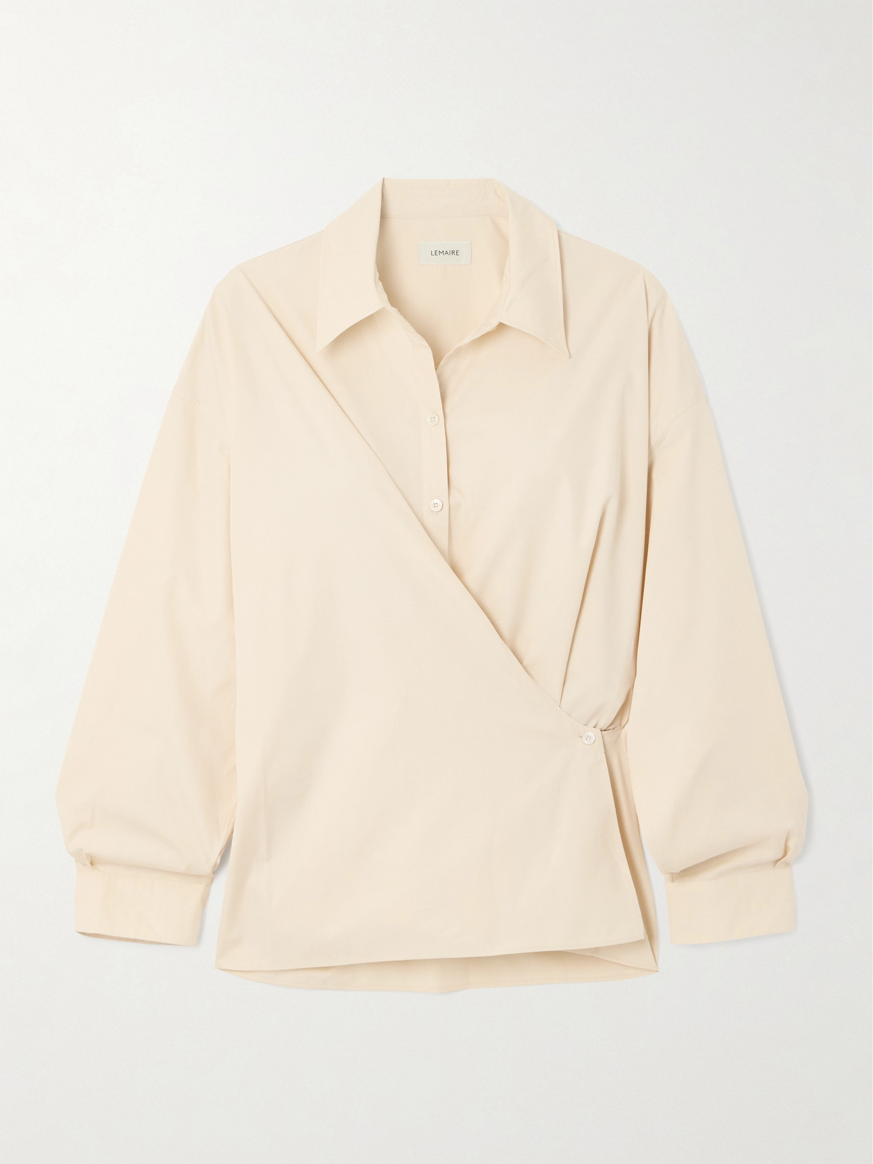 LEMAIRE - Twist-front Cotton-poplin Wrap Shirt - Cream