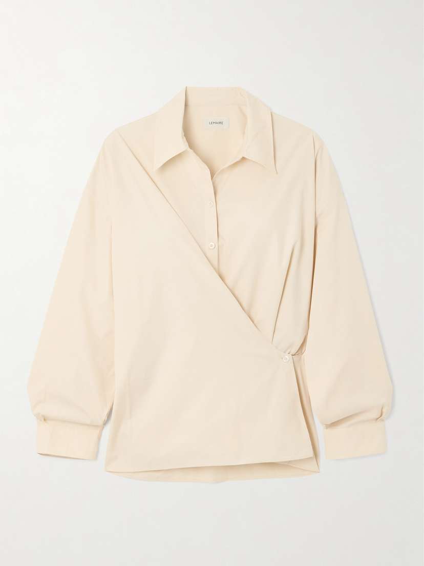 Lemaire Twist-front Cotton-poplin Wrap Shirt