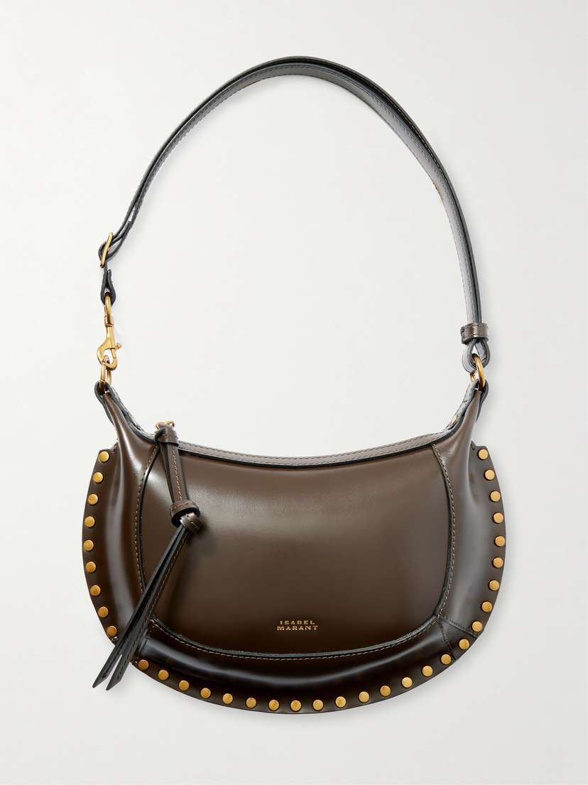 Isabel Marant Oskan Moon Studded Leather Shoulder Bag