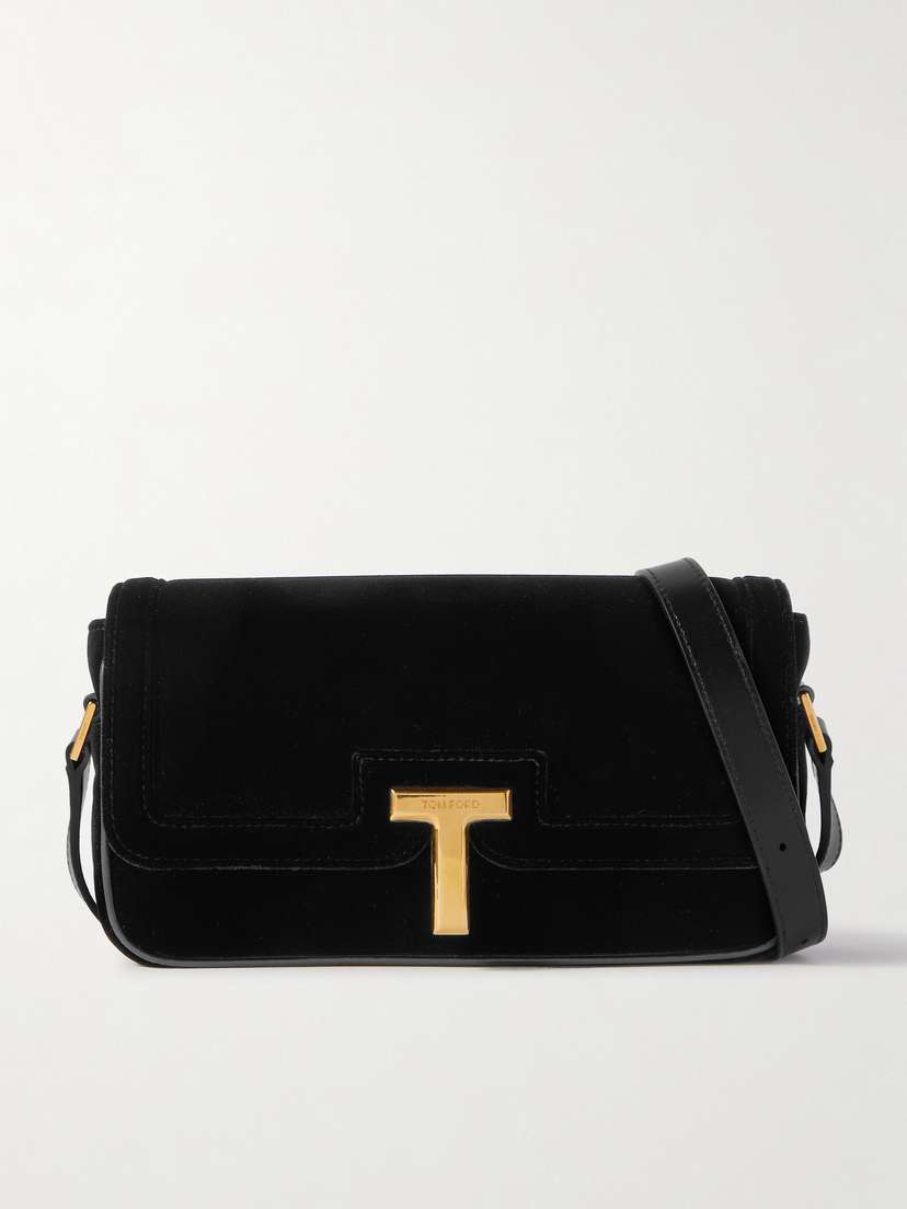 Tom Ford Embellished Leather-trimmed Velvet Shoulder Bag