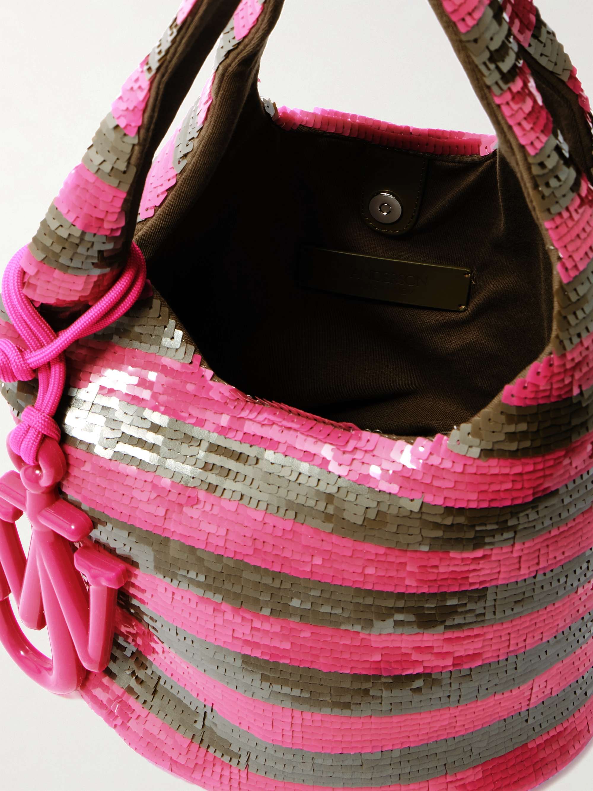 JW ANDERSON Mini leather-trimmed sequined jersey tote