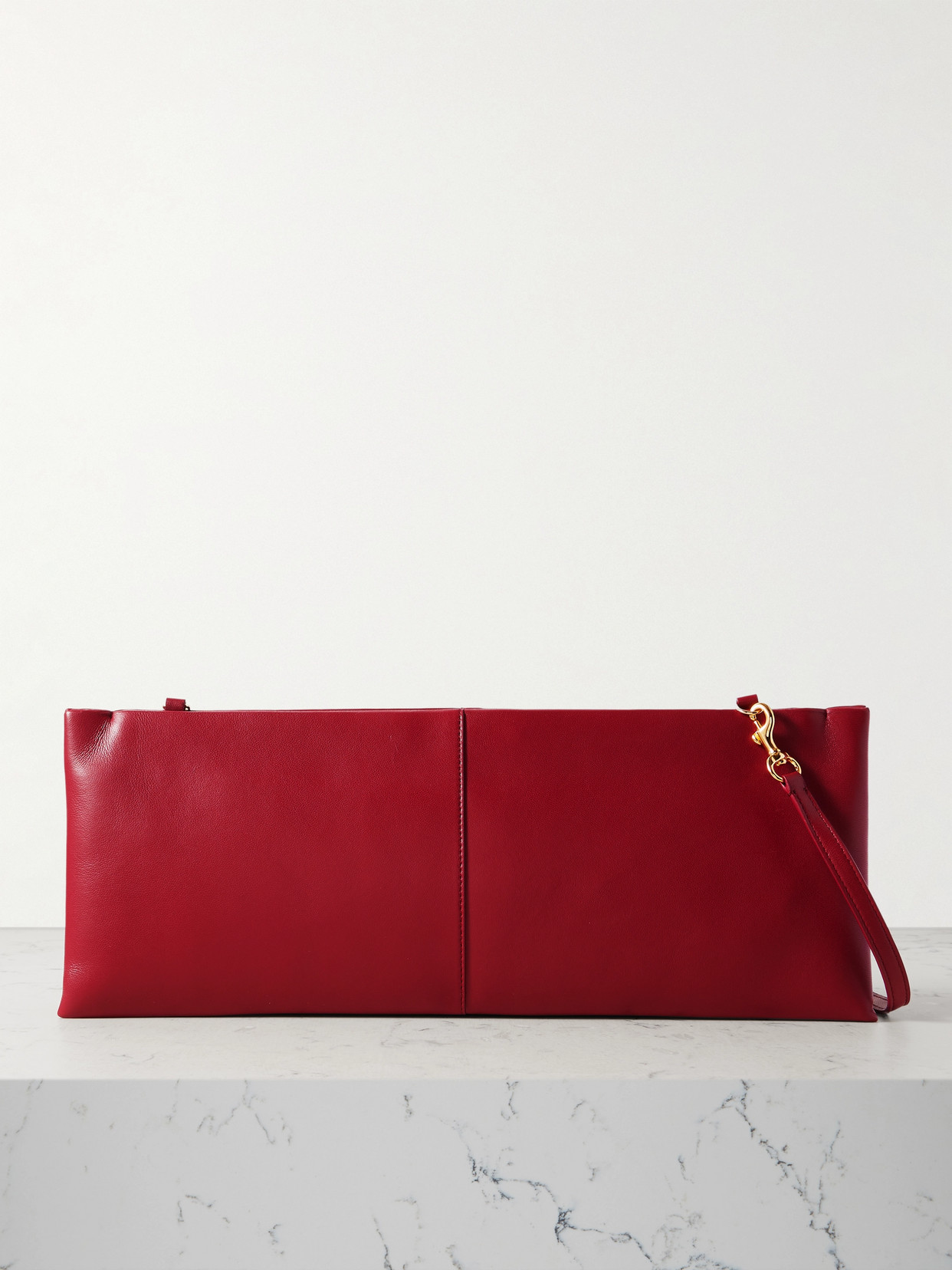Carven Louise Leather Clutch In Red