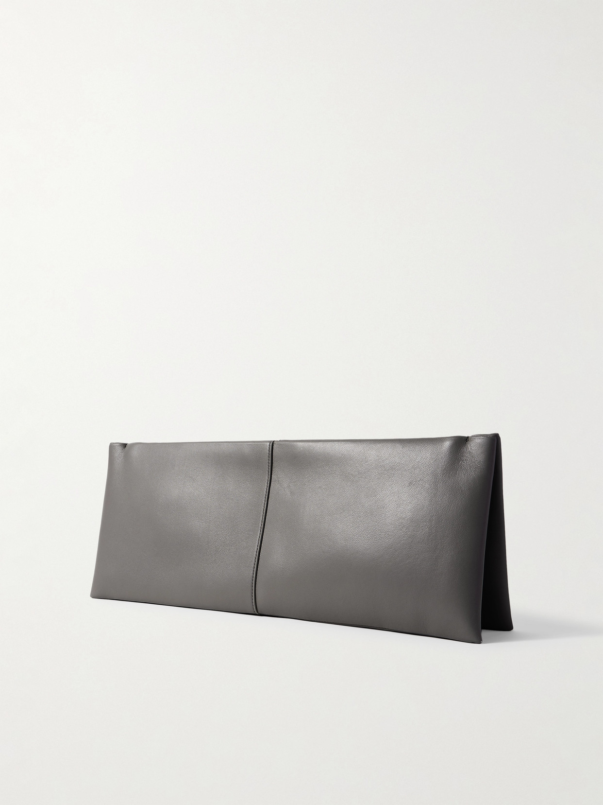 Carven Louise Leather Clutch In Gray