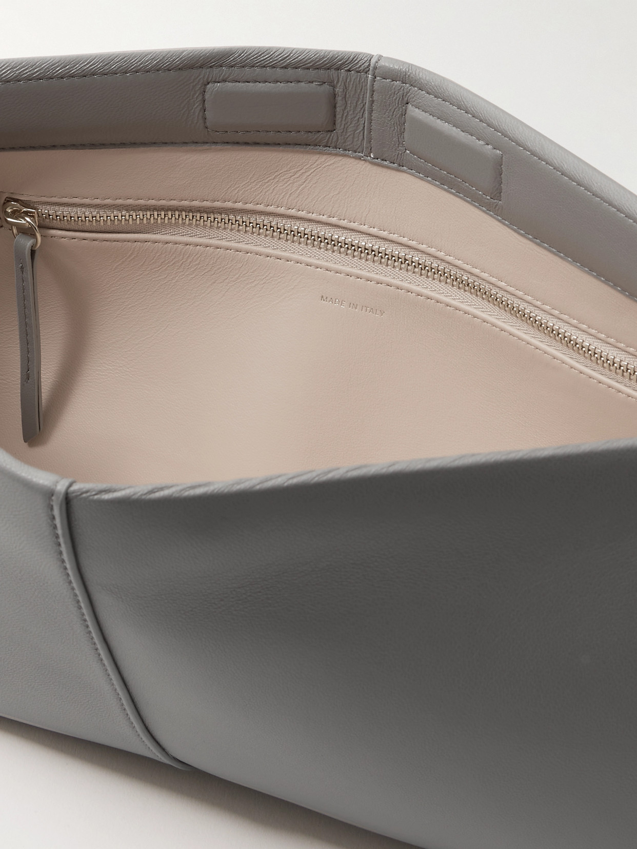 Carven Louise Leather Clutch In Gray