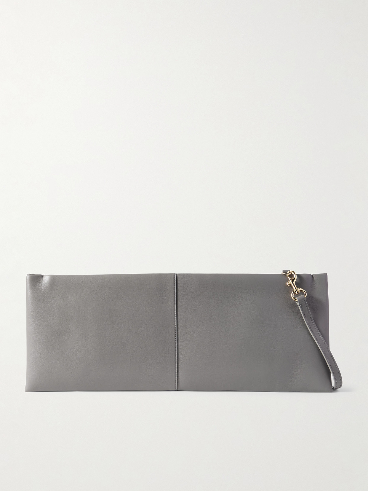 Carven Louise Leather Clutch In Gray