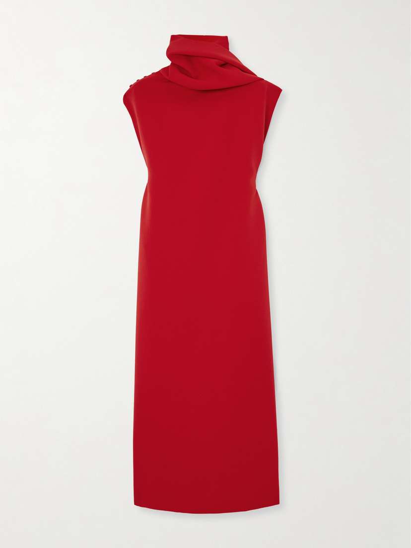 CARVEN Scarf-detailed Crepe Midi Dress