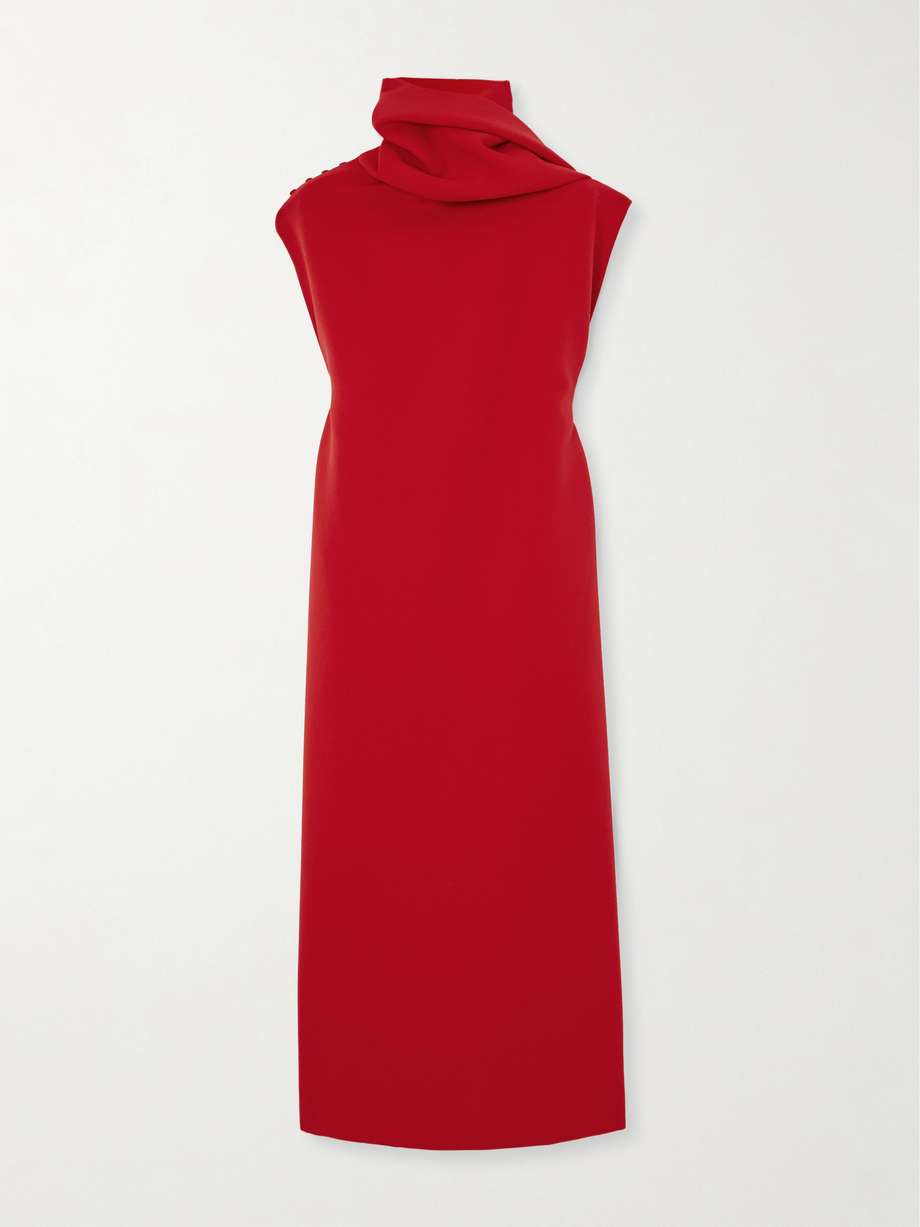 scarf-detailed crepe midi dress