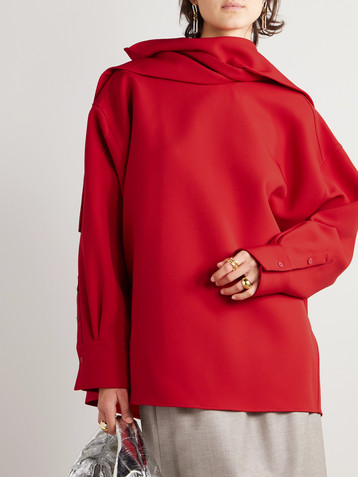 CARVEN Scarf-detailed twill blouse