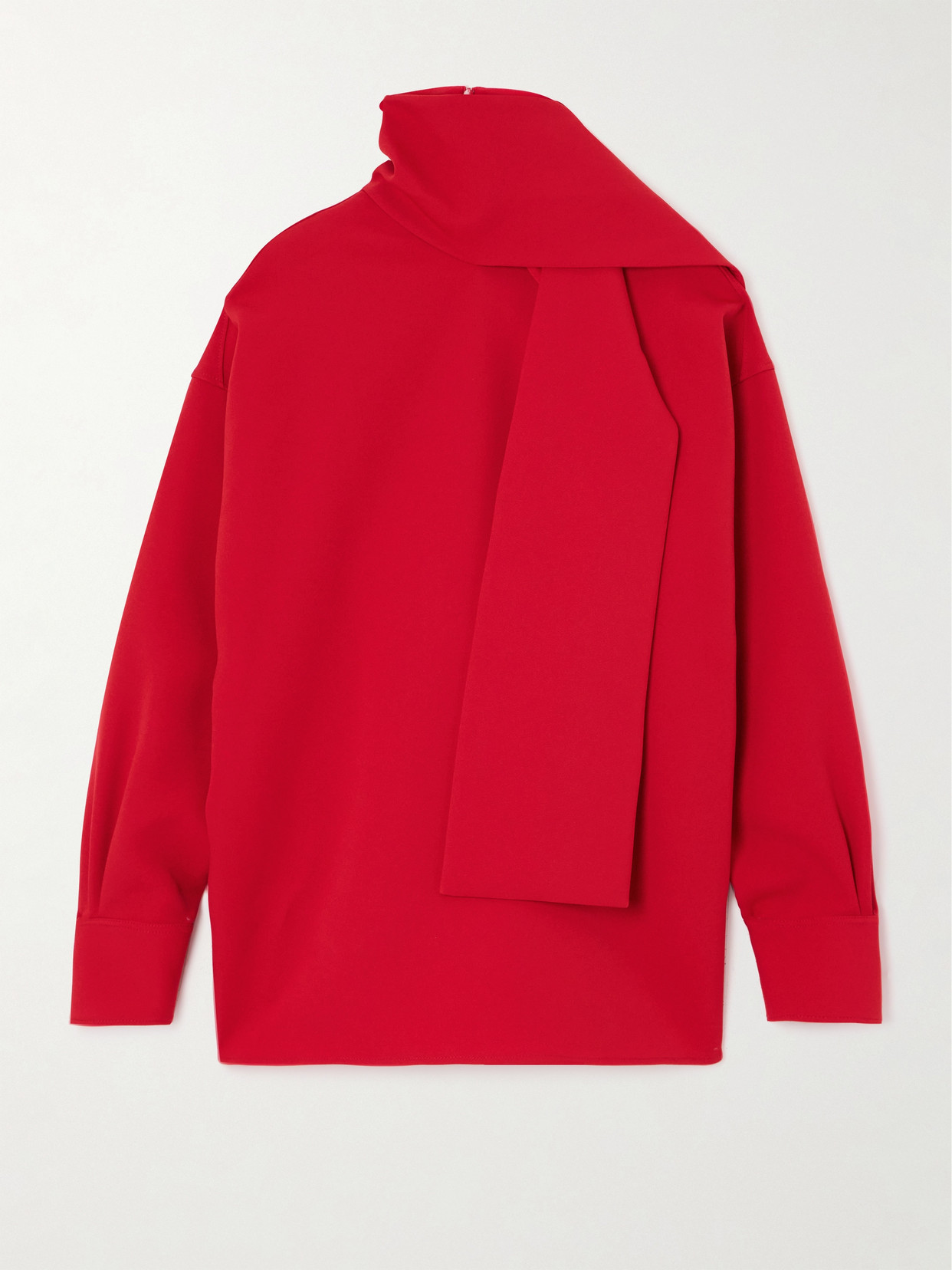 Carven Scarf-detailed Twill Blouse In Red
