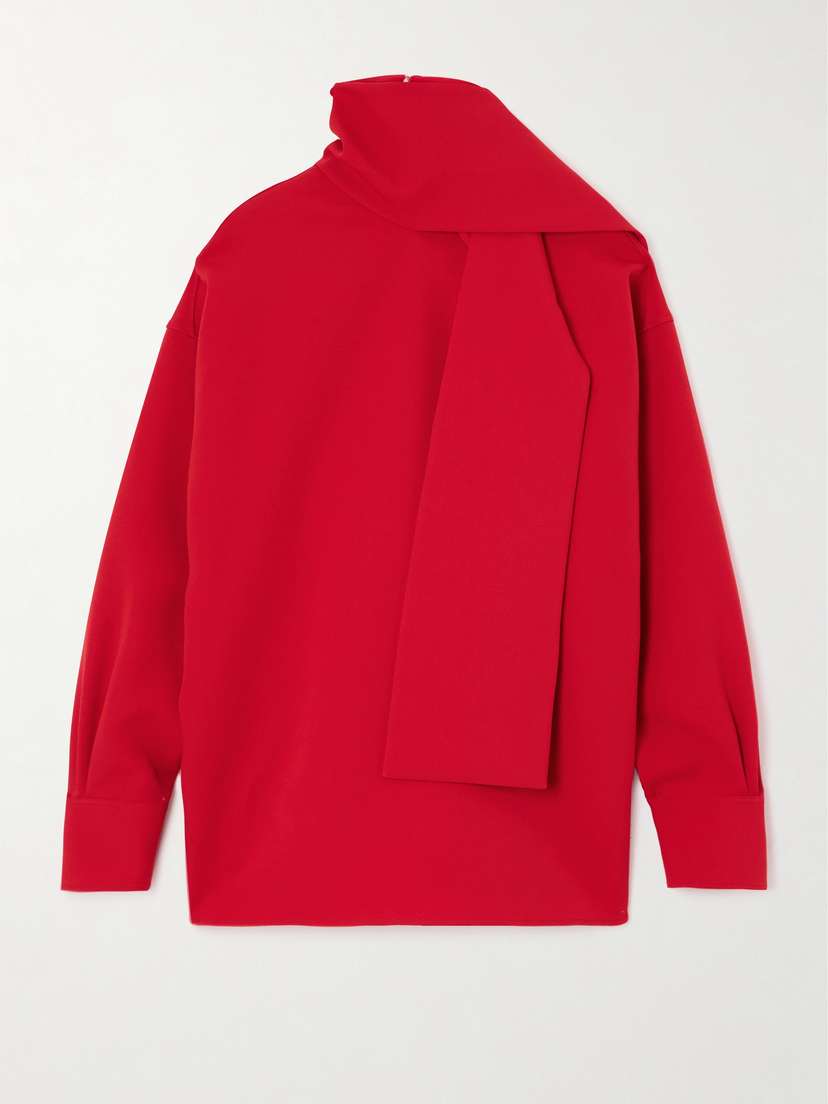 CARVEN Scarf-detailed Twill Blouse