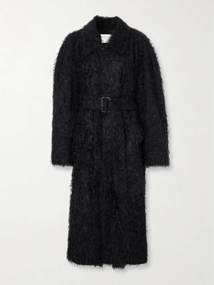 CARVEN Belted Faux-shearling Coat