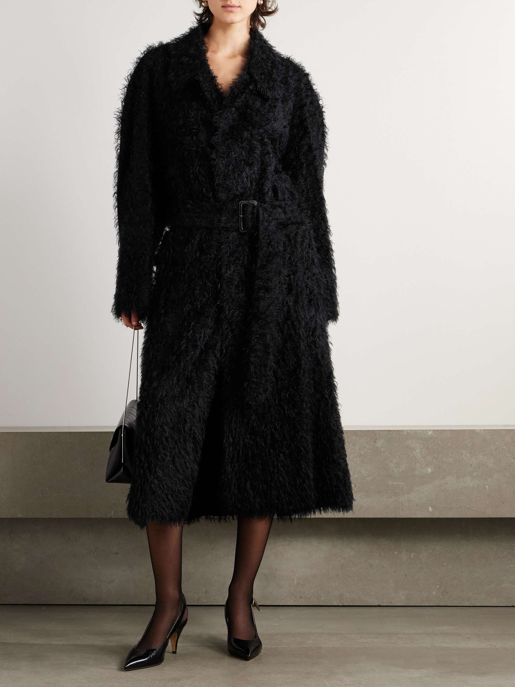 CARVEN Belted faux shearling coat NET A PORTER