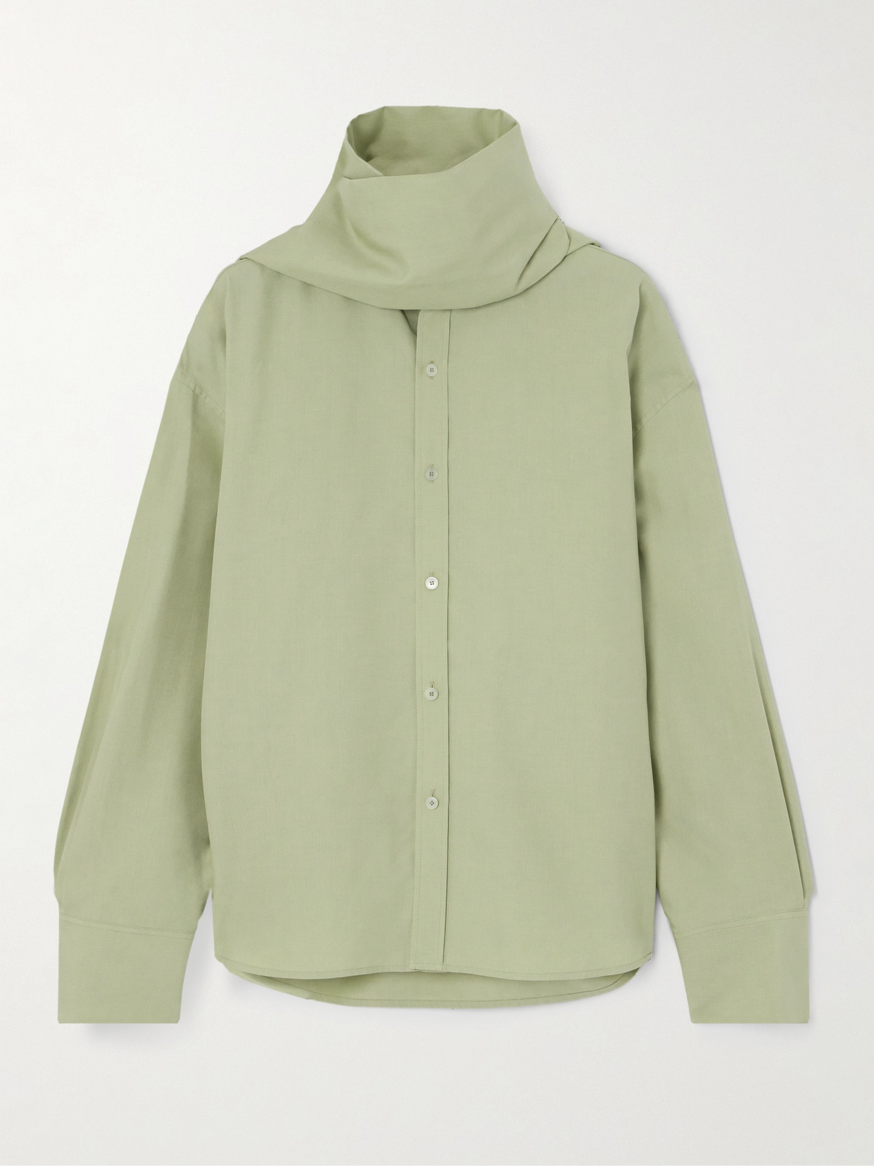 Carven Scarf-detailed Silk Shirt In Green