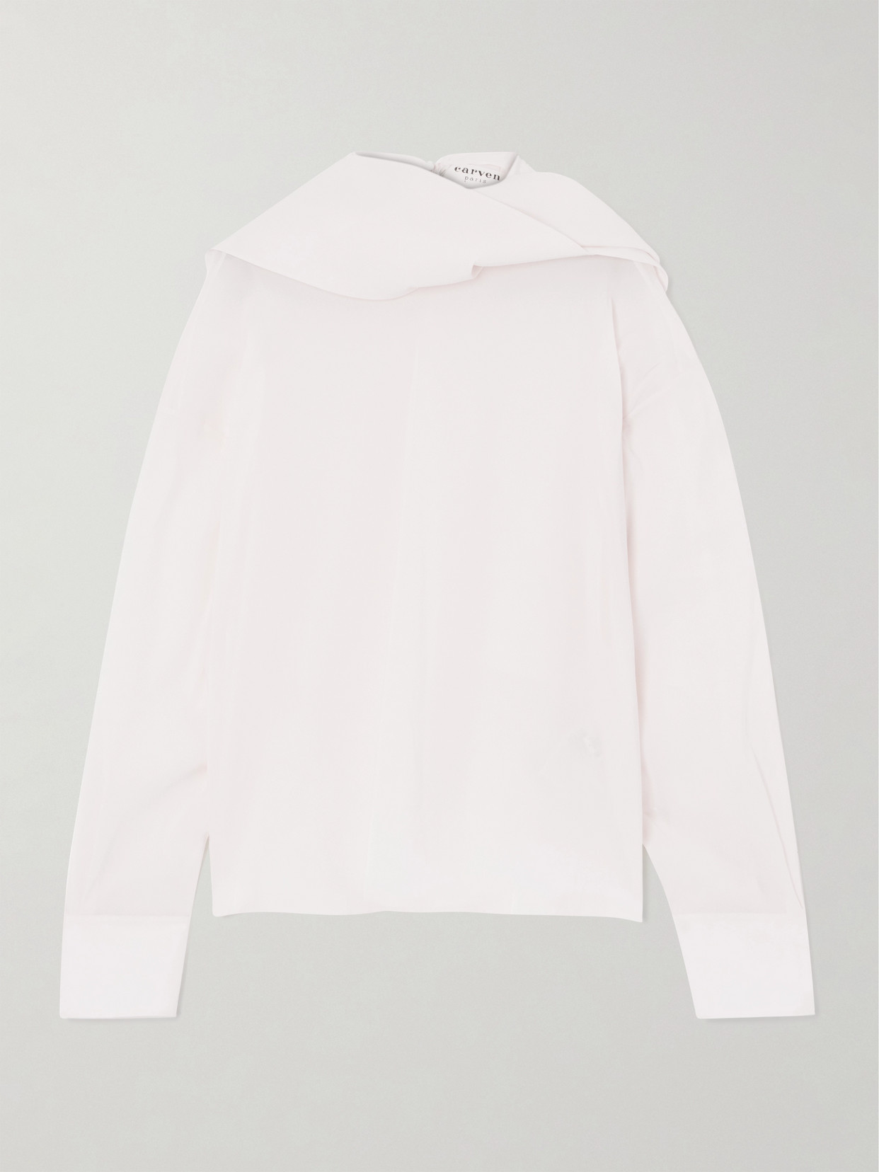 Carven Scarf-detailed Voile Blouse In Off-white