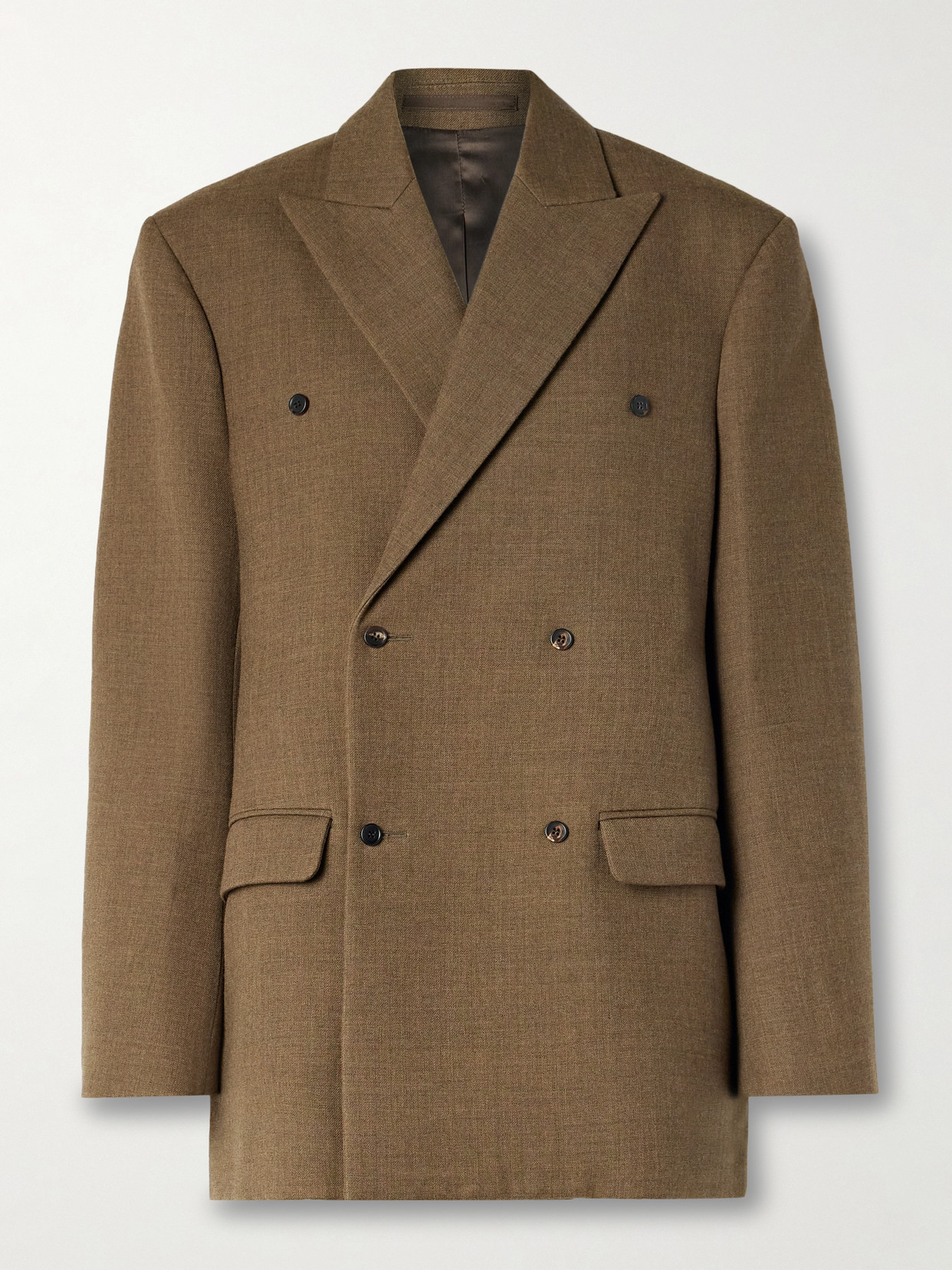 Carven Oversized Double-breasted Wool-twill Blazer In Brown