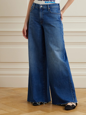 MOTHER The Swisher Sneak frayed wide-leg jeans